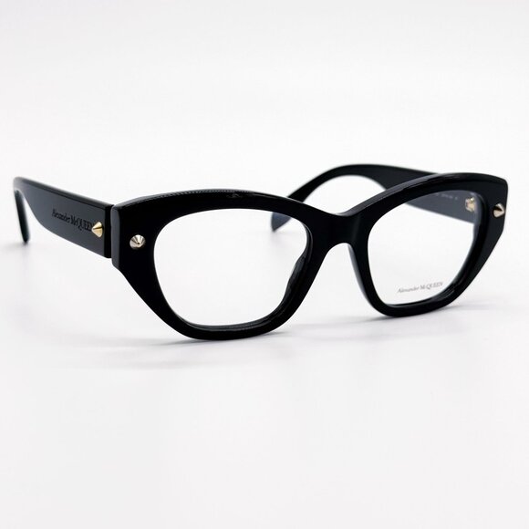 NEW ALEXANDER MCQUEEN EYEGLASSES AM0410O 001 CAT EYE BLACK WOMEN EYEWEAR - Picture 1 of 9